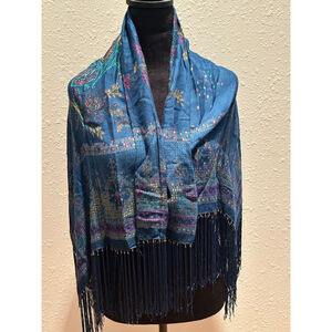Women's Nine West Teal Multicolor Patterned Scarf One Size
